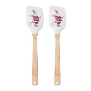 Threshold Silicone & Wooden Ice Skating Santa Christmas Spatula Bundle of 2